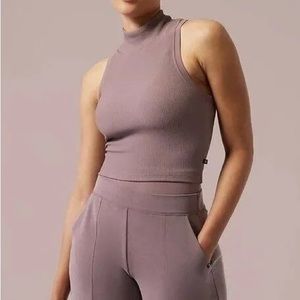 ATHLETA PURPLE (smoked almond) CROP ALESHIA KEYS TANK